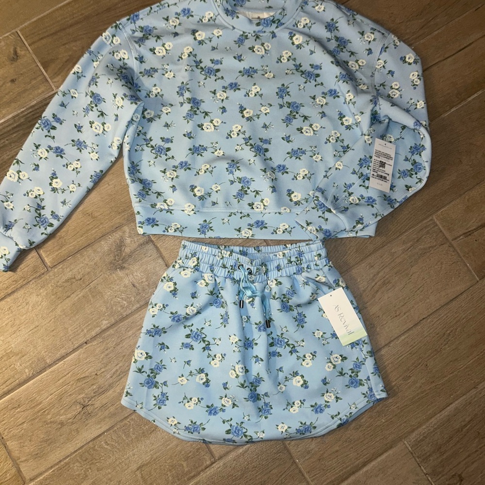 Altar'd State Blue Floral Skirt Set